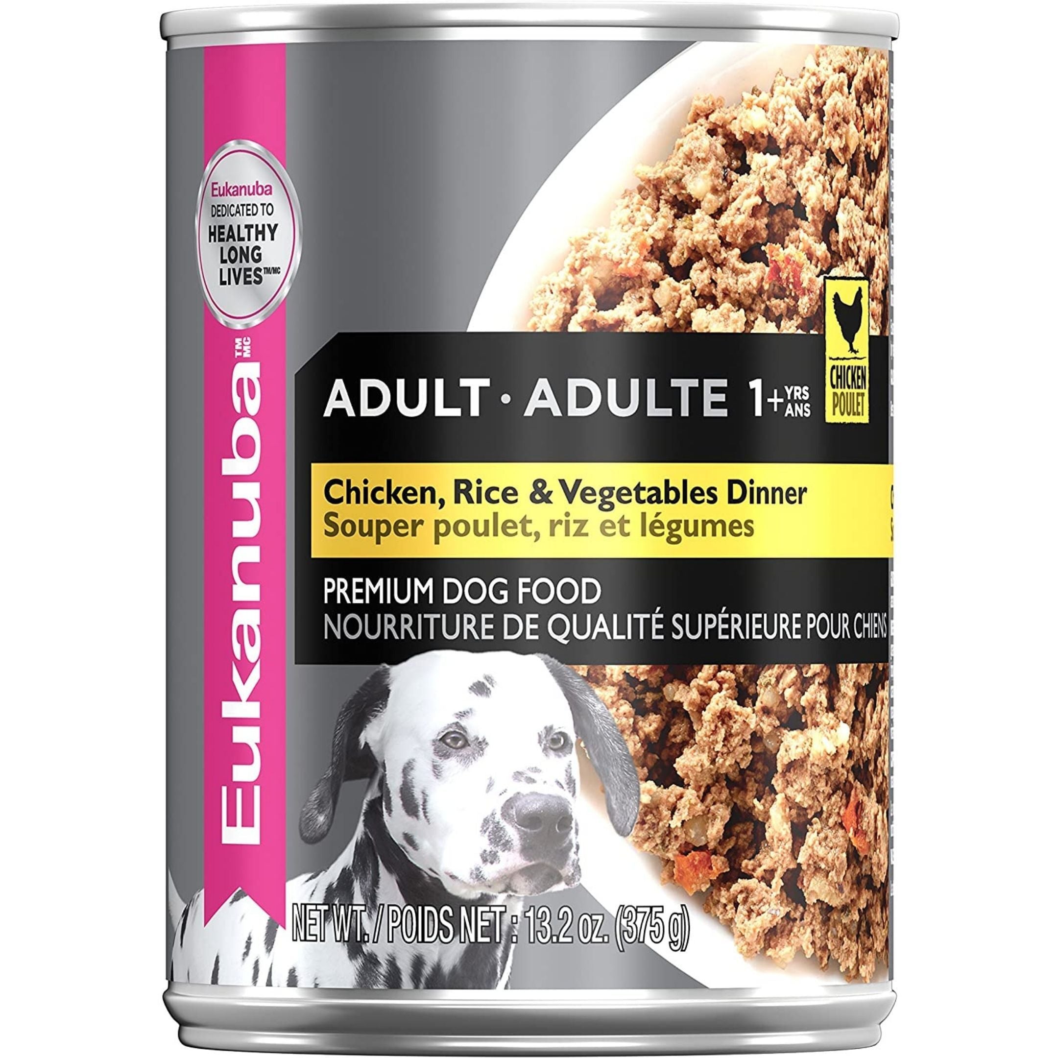 "Eukanuba Chicken, Rice & Vegetables Dinner Adult Canned Dog Food 375g"