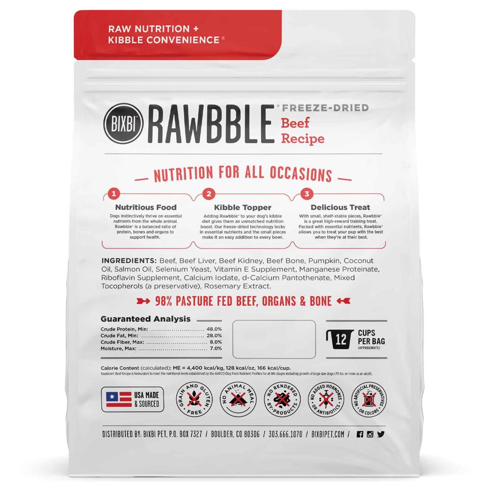 Bixbi Rawbble Beef Grain-Free Freeze-Dried Dog Food
