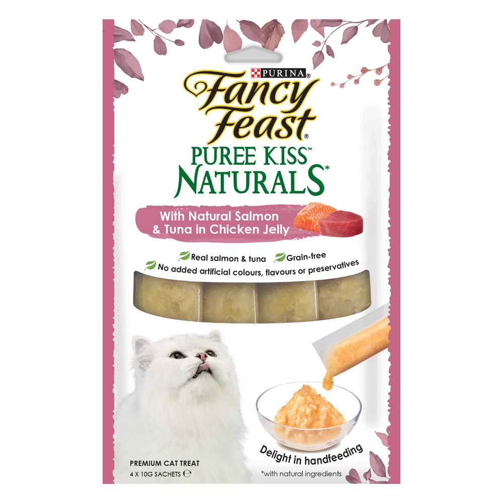 Fancy Feast Puree Kiss Naturals Salmon & Tuna In Chicken Jelly Liquid Cat Treats 40g