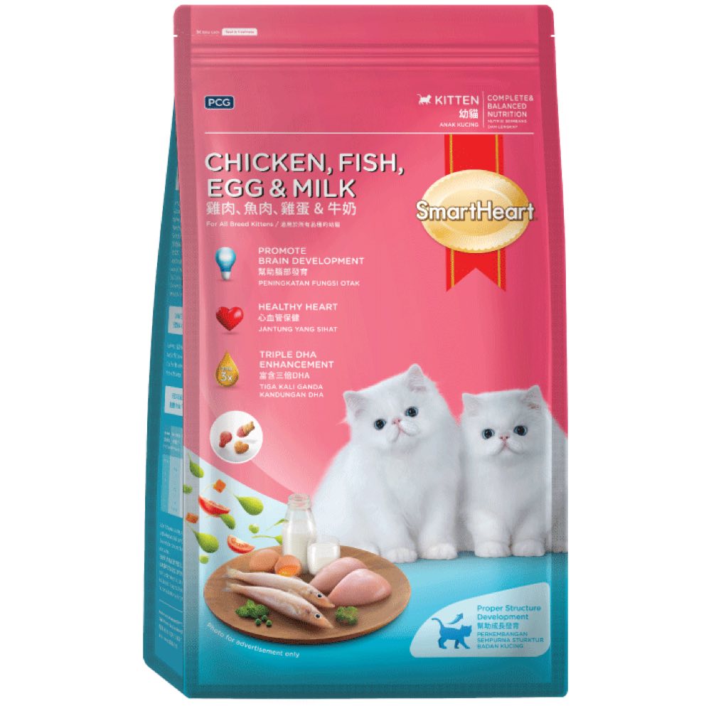 "FREE TREAT w 7kg: Smartheart Kitten (Chicken, Fish, Eggs & Milk) Dry Cat Food"