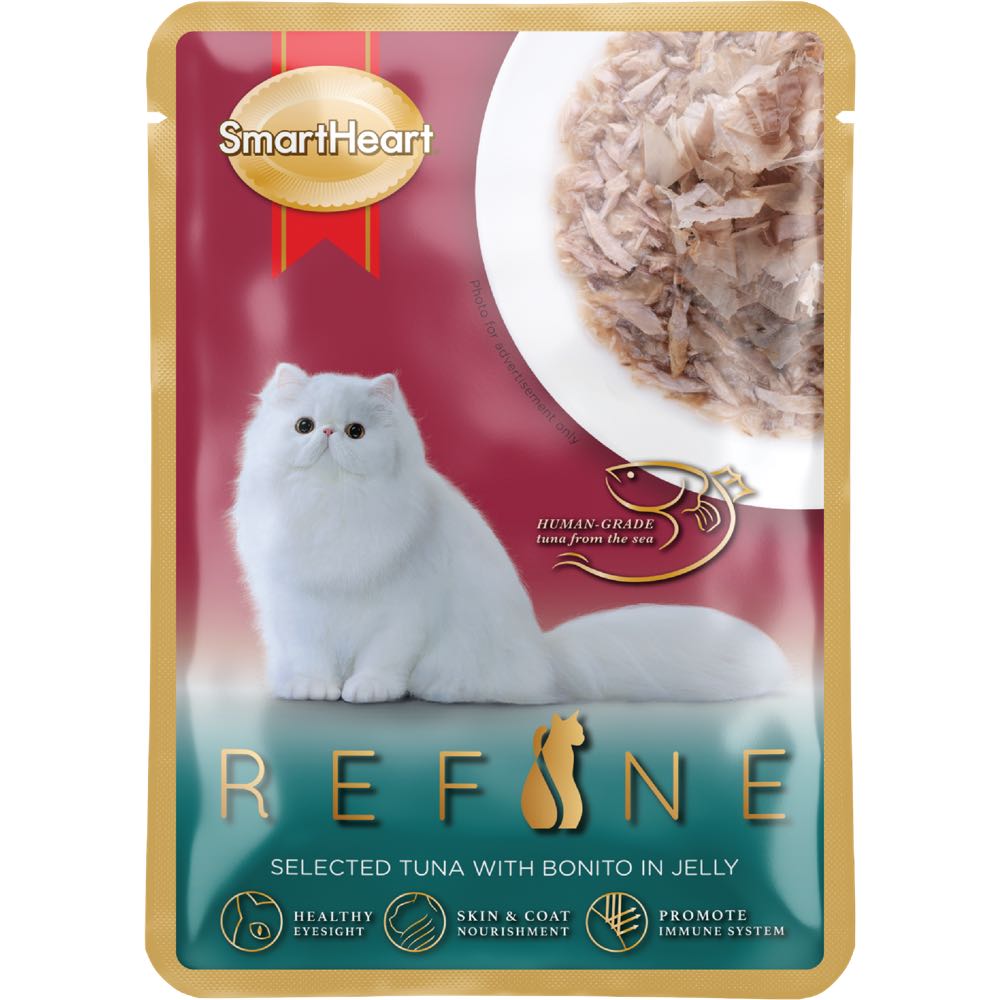 $2 OFF (Exp 28Oct25): Smartheart Refine Selected Tuna With Bonito In Jelly Pouch Cat Food 70g x 12