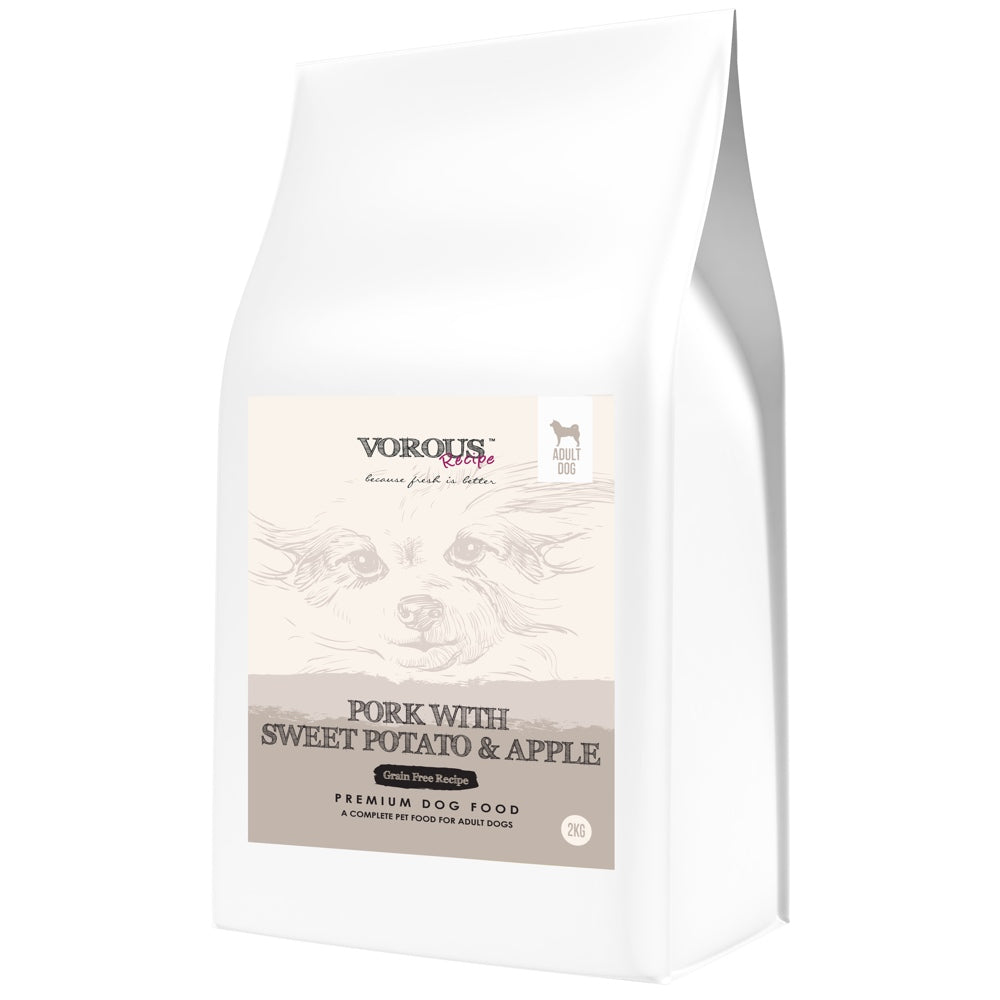 30% OFF + FREE SUPPLEMENT w 10kg: Vorous Pork With Sweet Potato & Apple Adult Grain-Free Dry Dog Food