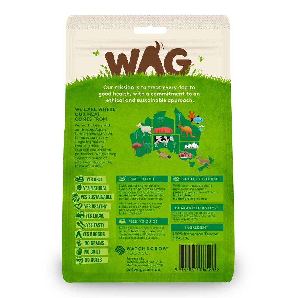 WAG Kangaroo Tendons Grain-Free Dog Treats 200g